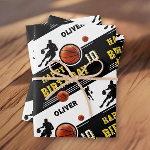 Feuille De Papier Cadeau Thème d'anniversaire Joueur de Basket-ball Moderne