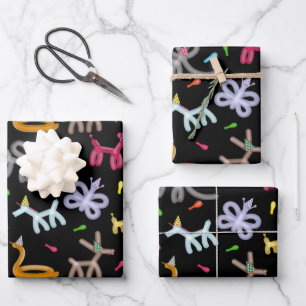 Feuille De Papier Cadeau Thème de fête pour enfants Animaux en ballons