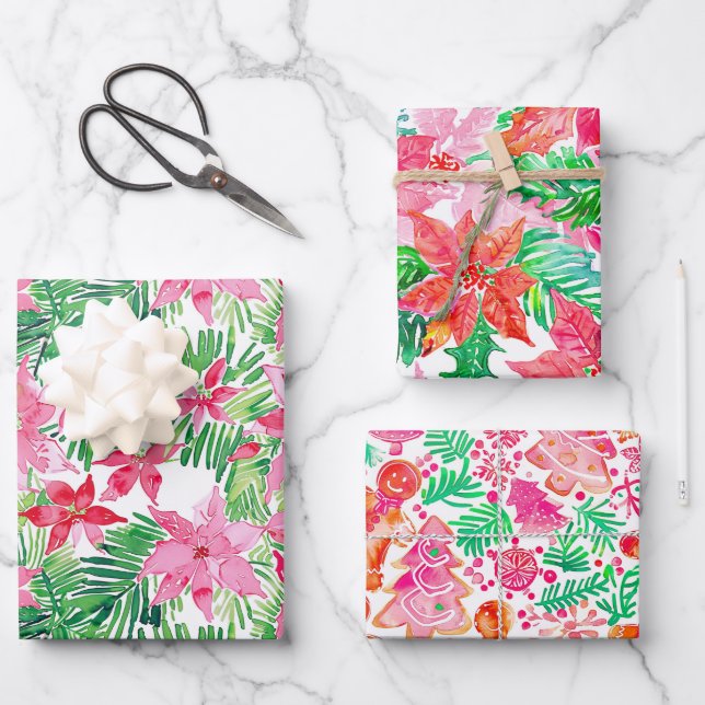 Feuille De Papier Cadeau Thème de Noël Funky Brights  (Recto)