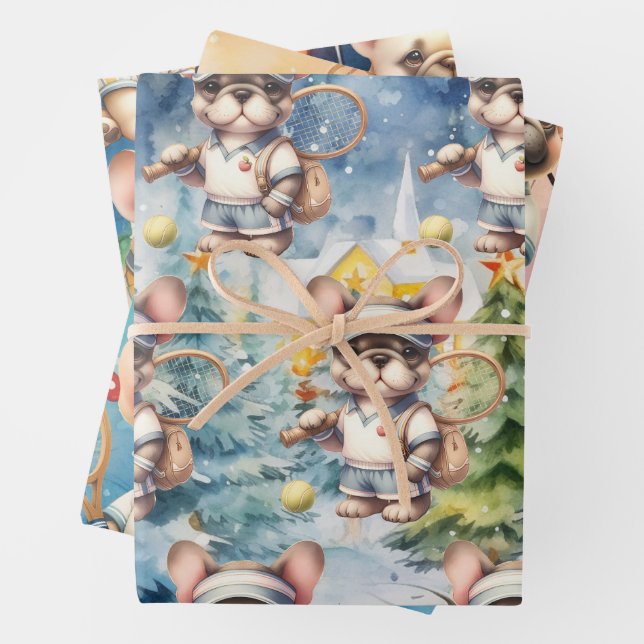 Feuille De Papier Cadeau Thème de Noël Tennis (En situation)