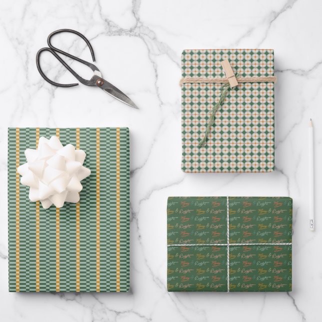 Feuille De Papier Cadeau Thème de vacances vert (Recto)