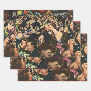 Feuille De Papier Cadeau Thème Fête de Luxe Hollywood Vintage avec Ballons