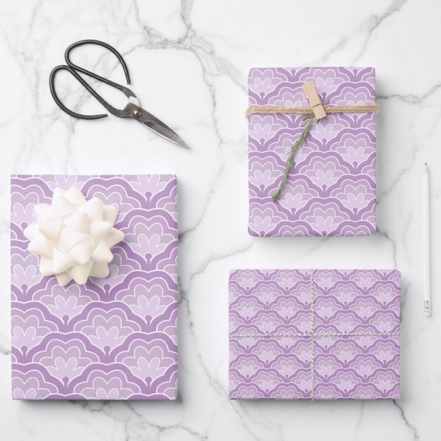 Feuille De Papier Cadeau Thème floral nuances de pourpre (Recto)