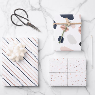 Feuille De Papier Cadeau Tiffany Styles Collection Rose Gold & Navy Blue