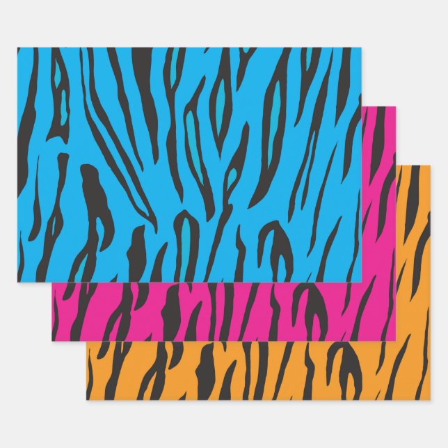 Feuille De Papier Cadeau Tigre coloré (Lot)