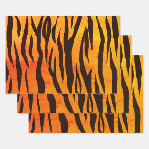 Feuille De Papier Cadeau Tigre noir jaune orange glamour ombre imprimé