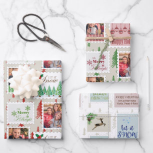 Feuille De Papier Cadeau  Timbres Postage Photos Ensemble personnalisé de 