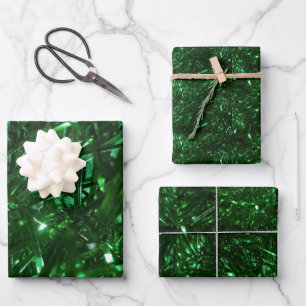 Feuille De Papier Cadeau tinsel vert brillant