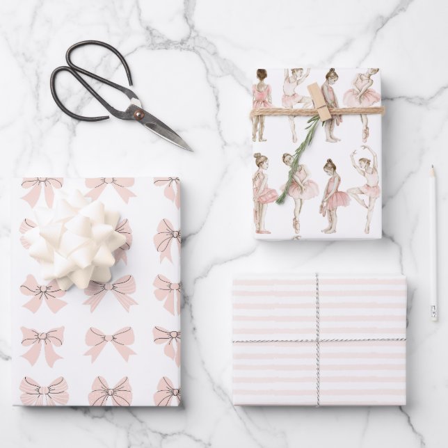 Feuille De Papier Cadeau Tiny Dancer Ballerina Pink Girls Birthday (Recto)