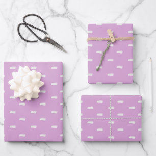Feuille De Papier Cadeau Tirets minimalistes blancs sur gris rose