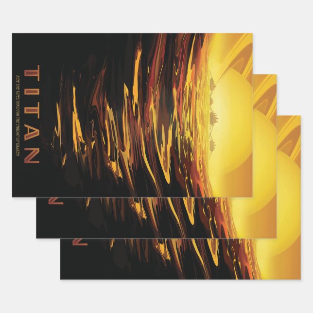 Feuille De Papier Cadeau Titan la plus grande lune de la planète Saturne (Lot)