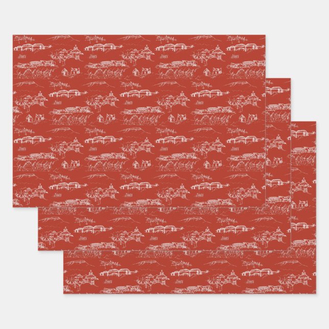 Feuille De Papier Cadeau Toile de Chattanooga Toile rouge Vacances envelopp (Lot)