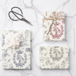Feuille De Papier Cadeau Toile Equestre Chic Classique