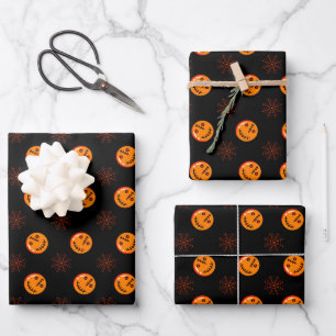 Feuille De Papier Cadeau Toiles d'araignée de citrouille de momie d'Hallowe