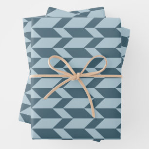 Feuille De Papier Cadeau Tons Bleus Gras Deux Tons Flèche Chevron