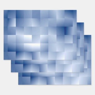 Feuille De Papier Cadeau Tons bleus rêveurs dans un motif carré