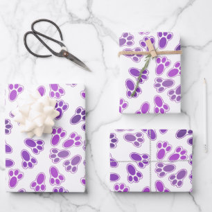 Feuille De Papier Cadeau Tons pourpres lapin de Pâques Pieds Motif sur mesu