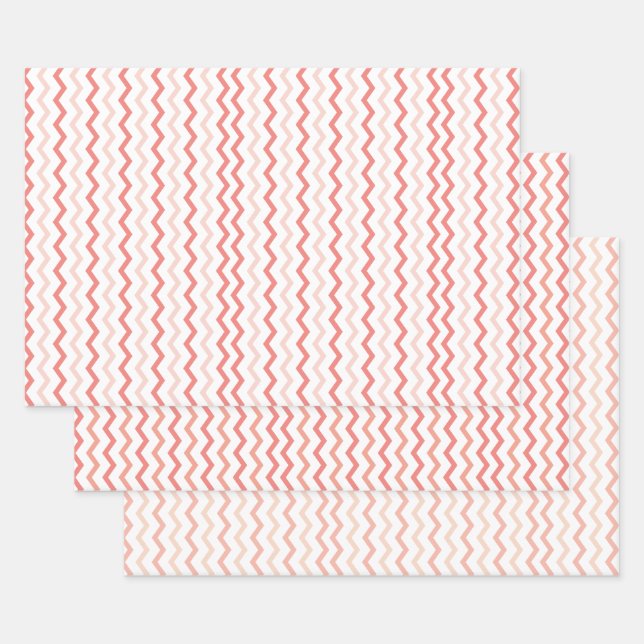 Feuille De Papier Cadeau Tons rose Chevron Motif moderne (Lot)