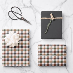 Feuille De Papier Cadeau Tonton rustique À damiers Plaid