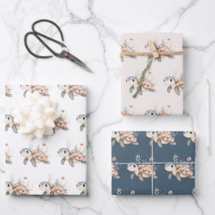 Feuille De Papier Cadeau Tortue Mignonne