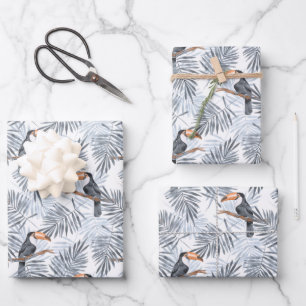 Feuille De Papier Cadeau Toucan gris