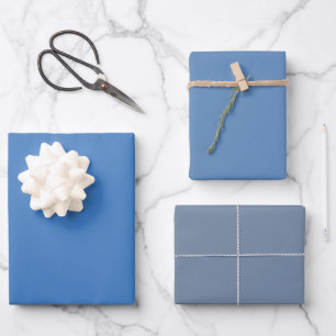 Feuille De Papier Cadeau Touffes uni bleu ombre lac 3 Tons