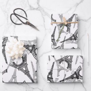 Feuille De Papier Cadeau Tour Eiffel Paris France Design