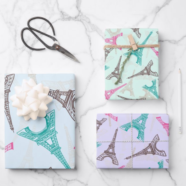 Feuille De Papier Cadeau Tour Eiffel Paris France Design (Recto)