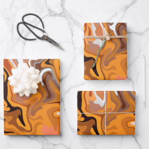 Feuille De Papier Cadeau Tourbillon Abstrait Orange Incandescent