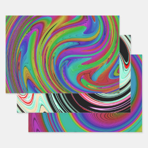 Feuille De Papier Cadeau tourbillon de couleur