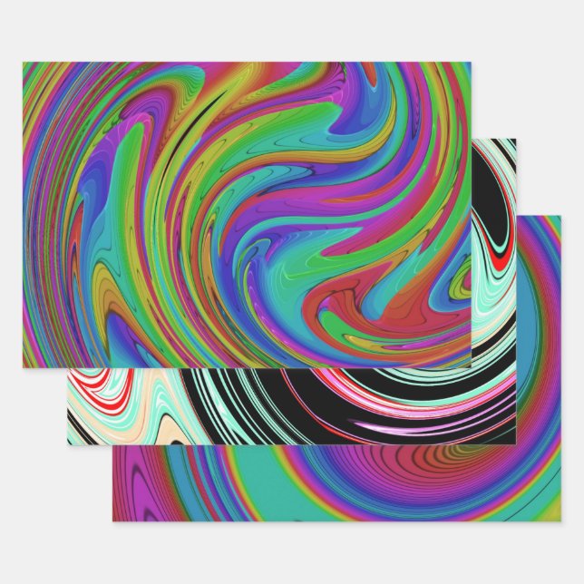 Feuille De Papier Cadeau tourbillon de couleur (Lot)