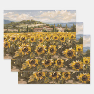 Feuille De Papier Cadeau Tournesol Impressionniste Peinture Découpage
