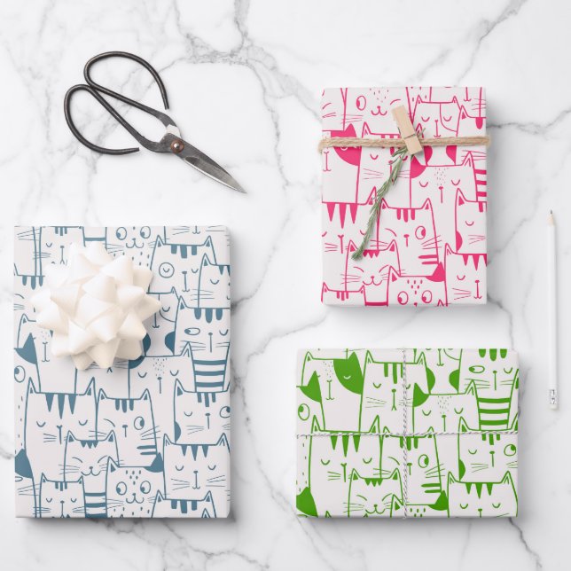 Feuille De Papier Cadeau Tous les chats idiots (Recto)