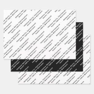 Feuille De Papier Cadeau Tout-en-un de votre Motif de messages - Noir/Blanc