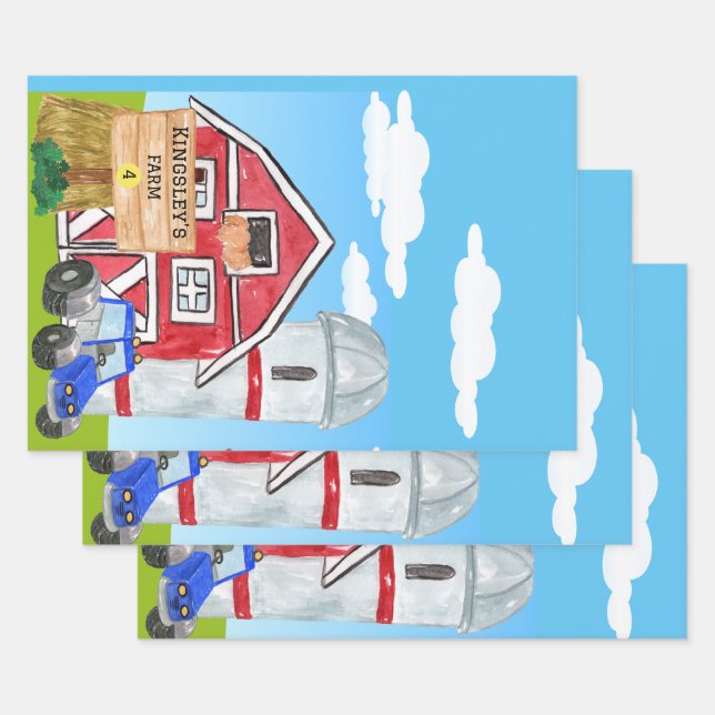 Feuille De Papier Cadeau Tracteur bleu de ferme pour MacDonald's personnali (Lot)