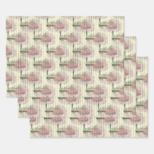 Feuille De Papier Cadeau Train et rayures du moteur à vapeur