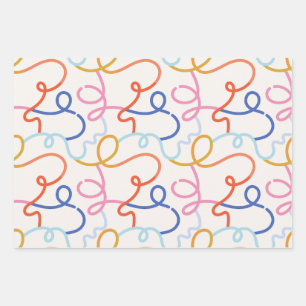 Feuille De Papier Cadeau Traits de lignes colorés minimalistes 