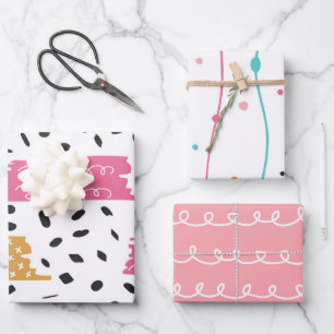 Feuille De Papier Cadeau Traits Gribouillis Abstraits Mignons