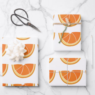 Feuille De Papier Cadeau Tranches de fruits orange