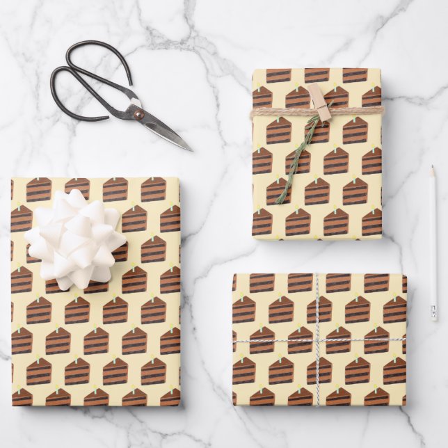 Feuille De Papier Cadeau Tranches de gâteau au chocolat (Recto)