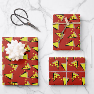 Feuille De Papier Cadeau Tranches de pizza au fromage Pepperoni Points de v