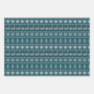 Feuille De Papier Cadeau Transformative Teal - Fair Isle - Holiday