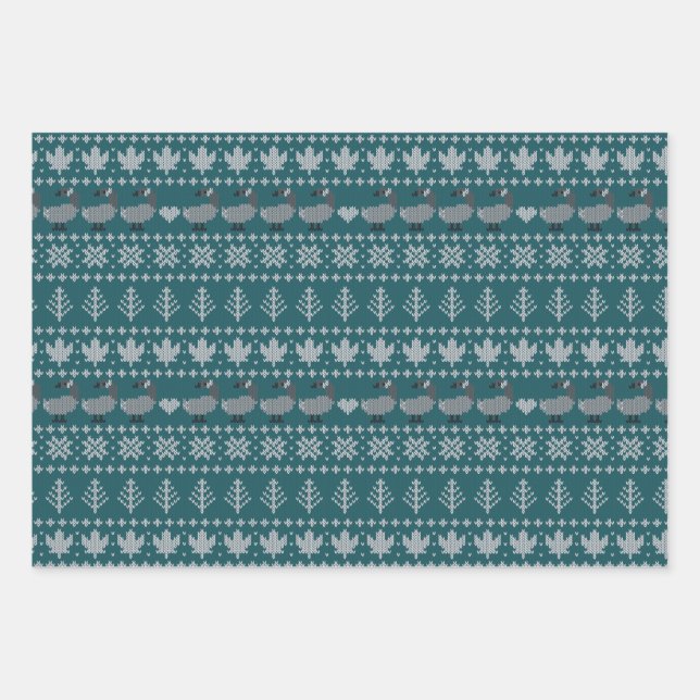 Feuille De Papier Cadeau Transformative Teal - Fair Isle - Holiday (Devant)