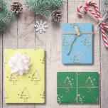 Feuille De Papier Cadeau Tree de Golden Christmas<br><div class="desc">Ce somptueux ensemble de papier d'emballage se targue d'un design unique sur le thème de la saison des Fêtes (en Sea Green4 / Sky Blue / Canary), ajoutant une magie festive à votre don. En choisissant cet ensemble, vous pouvez rendre votre cadeau de vacances vraiment spécial et créer une atmosphère...</div>