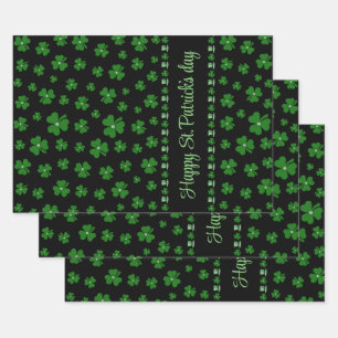 Feuille De Papier Cadeau Trèfle personnalisé de la Saint-Patrick sur fond n