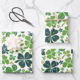 Feuille De Papier Cadeau Trèfles chanceux verts Saint Patrick