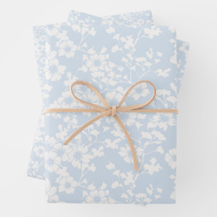 Feuille De Papier Cadeau Trellis Floral - Bleu Poudre