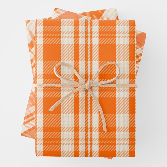Feuille De Papier Cadeau Trendy & Chic Orange & Cream Plaid Patterns (Trendy & Chic Orange & Cream Plaid Patterns Wrapping Paper Sheets)