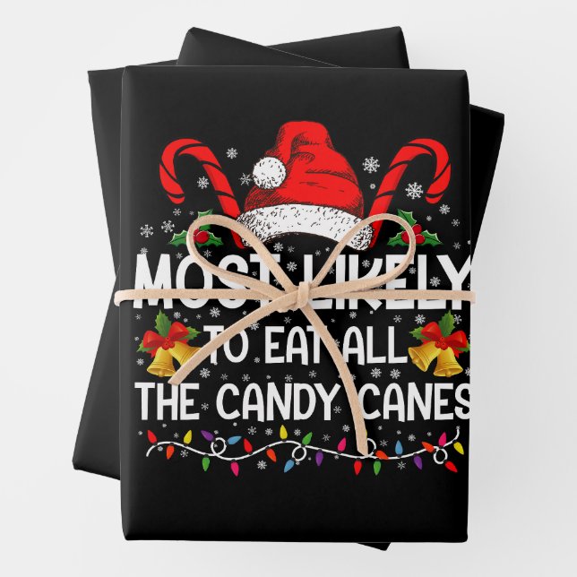 Feuille De Papier Cadeau Très Probable De Manger Tous Les Sucres de canne N (En situation)