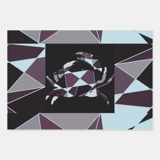 Feuille De Papier Cadeau Triangle black grey white maroon Abstract (Devant 3)